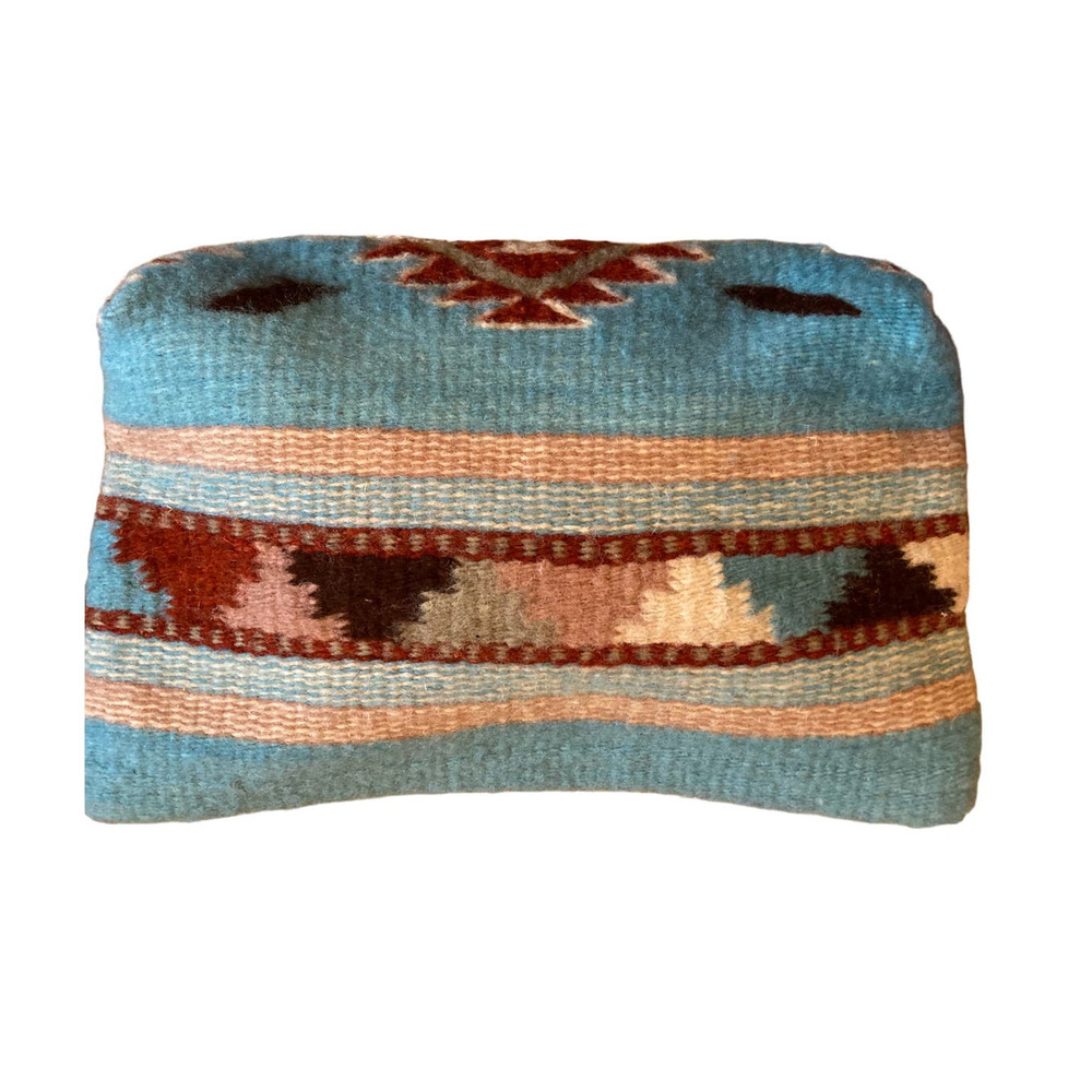 Wool Manos Zapoteca Clutch Purse, Woven Pattern, Turquoise, Cream, Beige